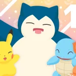 Snorlax,pikachu,charmande,eevee, posando y sonriendo