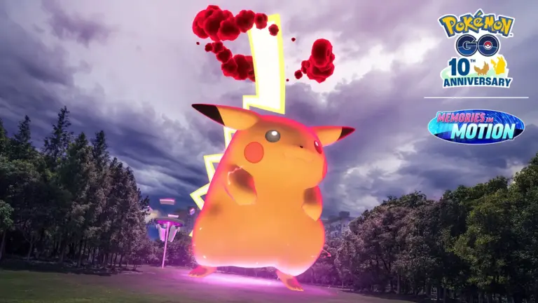 Gigantamax Pikachu Pokémon GO Max Battle Day 10 aniversario Memories in Motion arte oficial parque