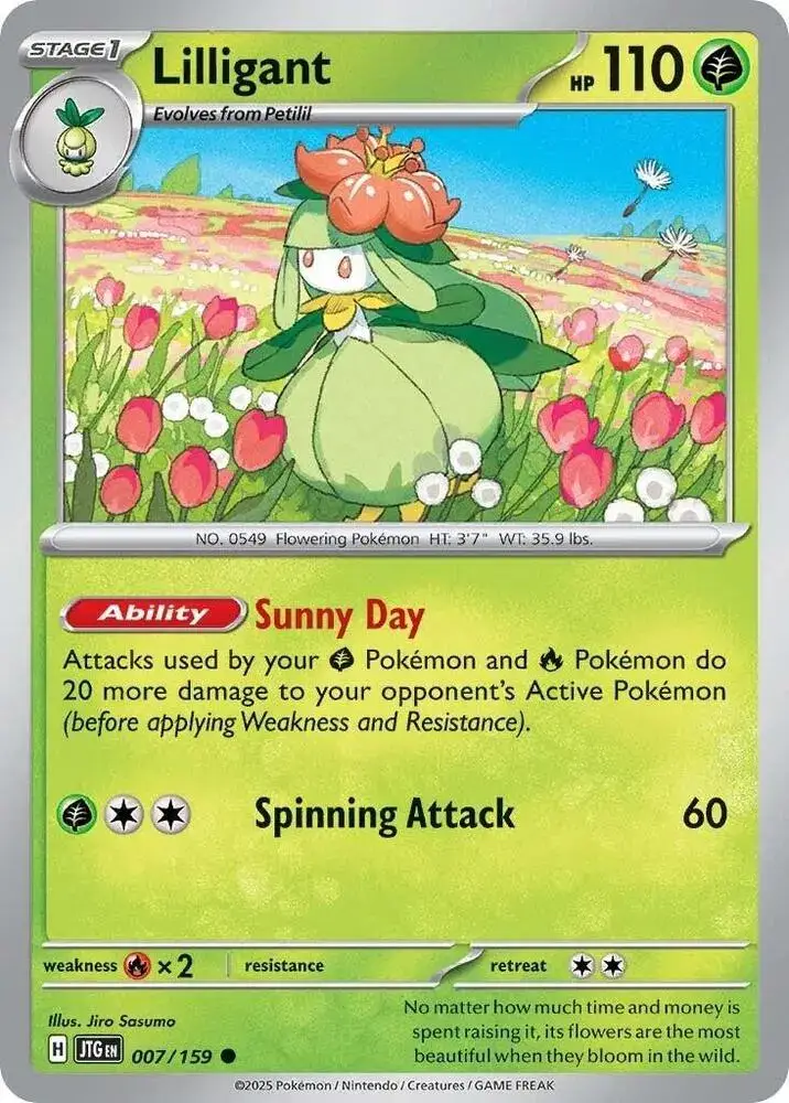 Lilligant 007/159 carta Pokémon TCG tipo planta Stage 1 habilidad Sunny Day set Journey Together