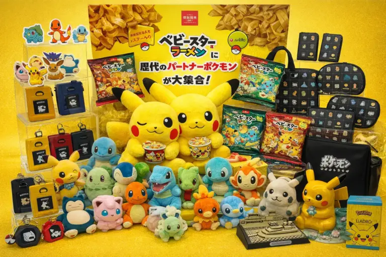 Pokémon x Baby Star Ramen Japón colección de peluches bolsas pins snacks y figuras Lladró con iniciales de todas las generaciones