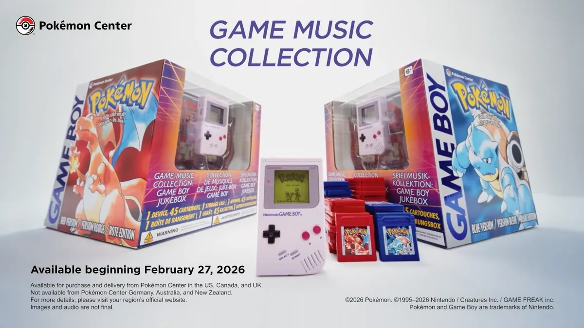Pokémon Center Game Music Collection Game Boy Jukebox Pokémon Red y Blue disponible 27 febrero 2026