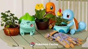 Pokemon Center jardineria —Pokémon Center macetas Bulbasaur Charmander Squirtle