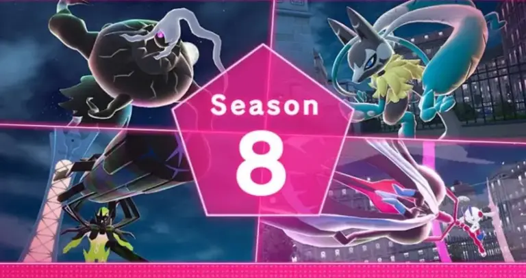 Pokémon Champions Season 8 con Mega Ariados Mega Lucario Mega Gallade y otro Mega Pokémon batalla nocturna