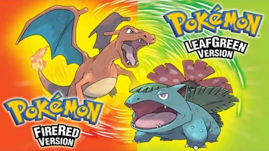 Pokémon FireRed y LeafGreen arte oficial con Charizard y Venusaur remakes de Kanto para Game Boy Advance