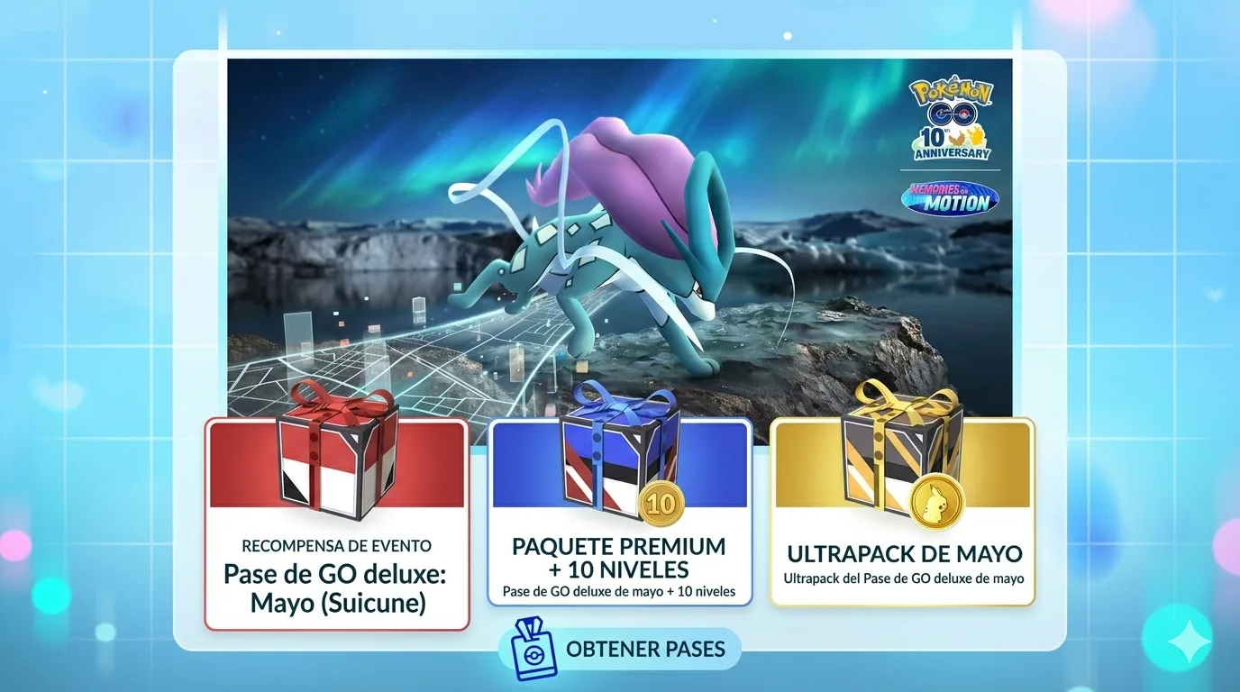 Pase GO mayo 2026-Pokémon GO 10 aniversario Memories in Motion Suicune
