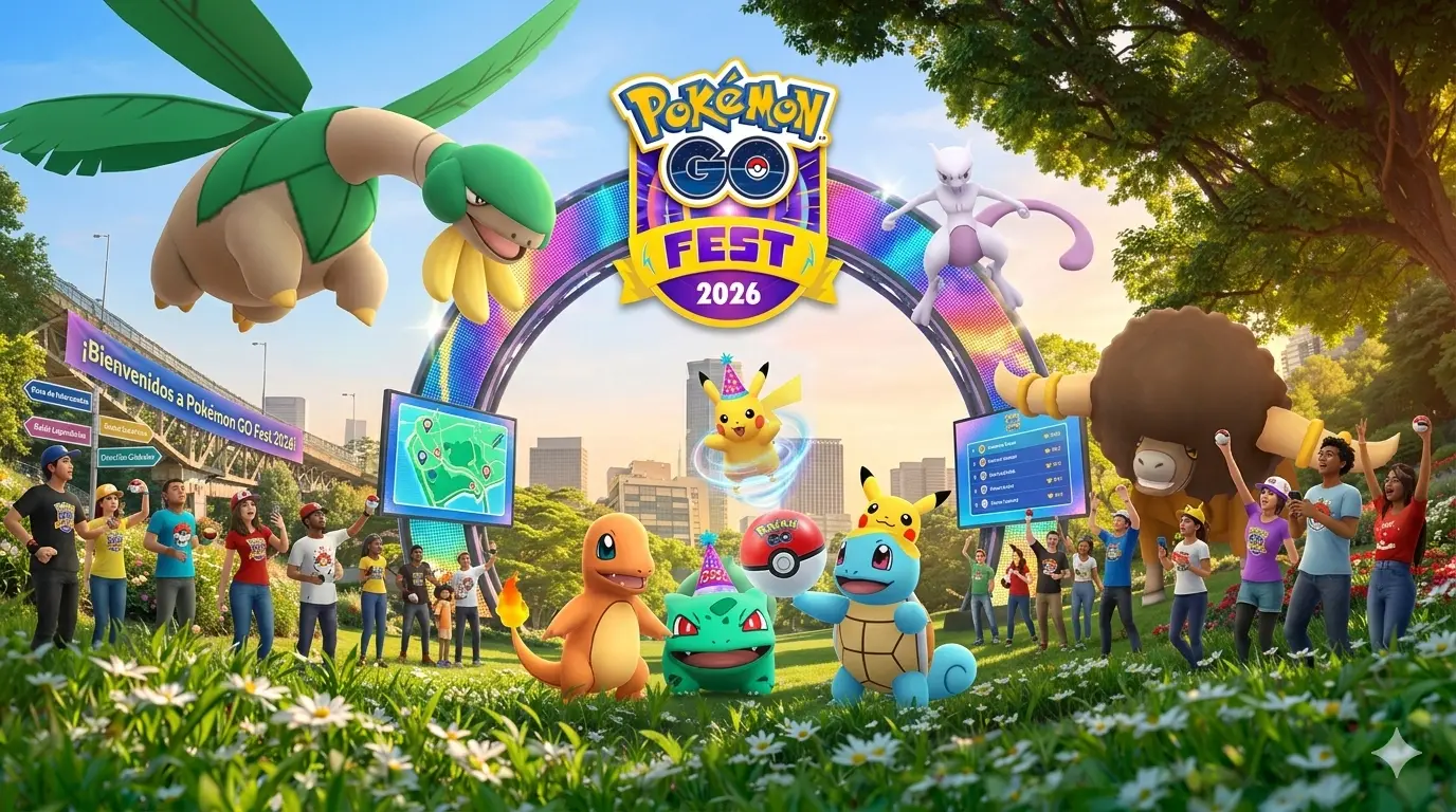 Mega Mewtwo GO —Pokémon GO Fest 2026 Pikachu Charmander Bulbasaur Squirtle Tropius Mewtwo Bouffalant
