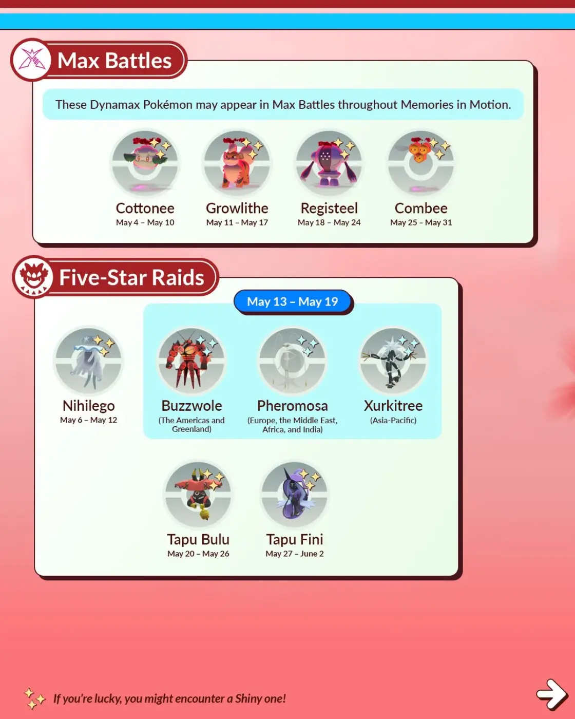 Pokémon GO mayo 2026-Pokémon GO Max Battles Five-Star Raids mayo