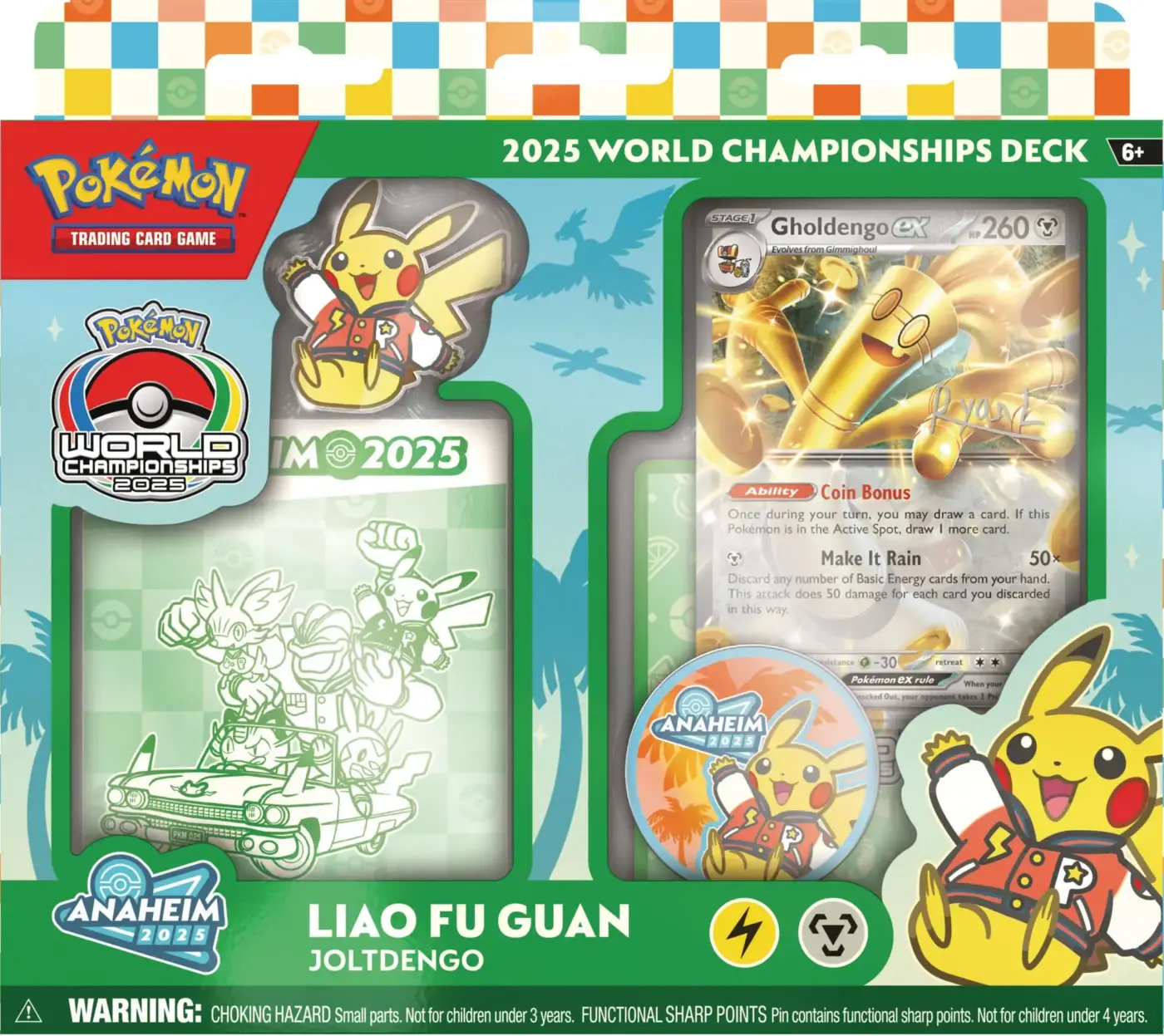 2025 World Championships Deck Liao Fu Guan Joltdengo Gholdengo ex HP260 Coin Bonus Anaheim