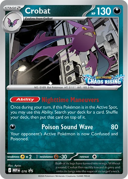 Chaos Rising promos revelados-Pokémon TCG Crobat Chaos Rising carta