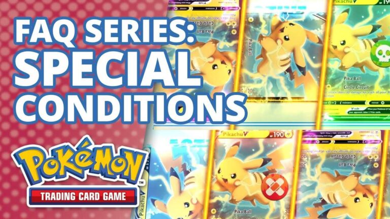 Pokémon Trading Card Game FAQ Series Special Conditions tutorial oficial con cartas Pikachu V