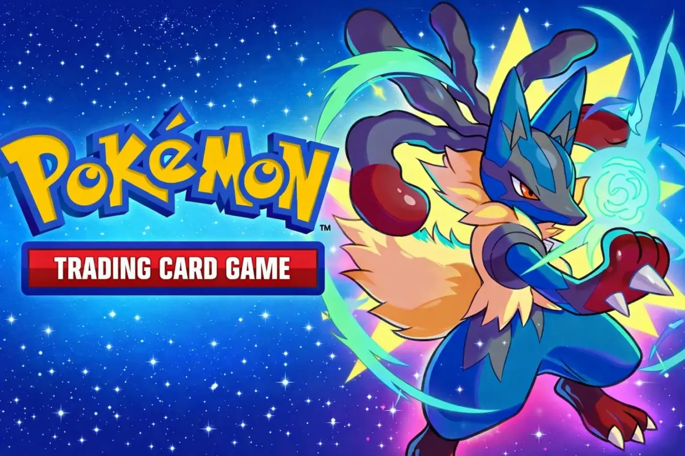 Mega Lucario ex mazo-Logo Pokémon TCG con Mega Lucario