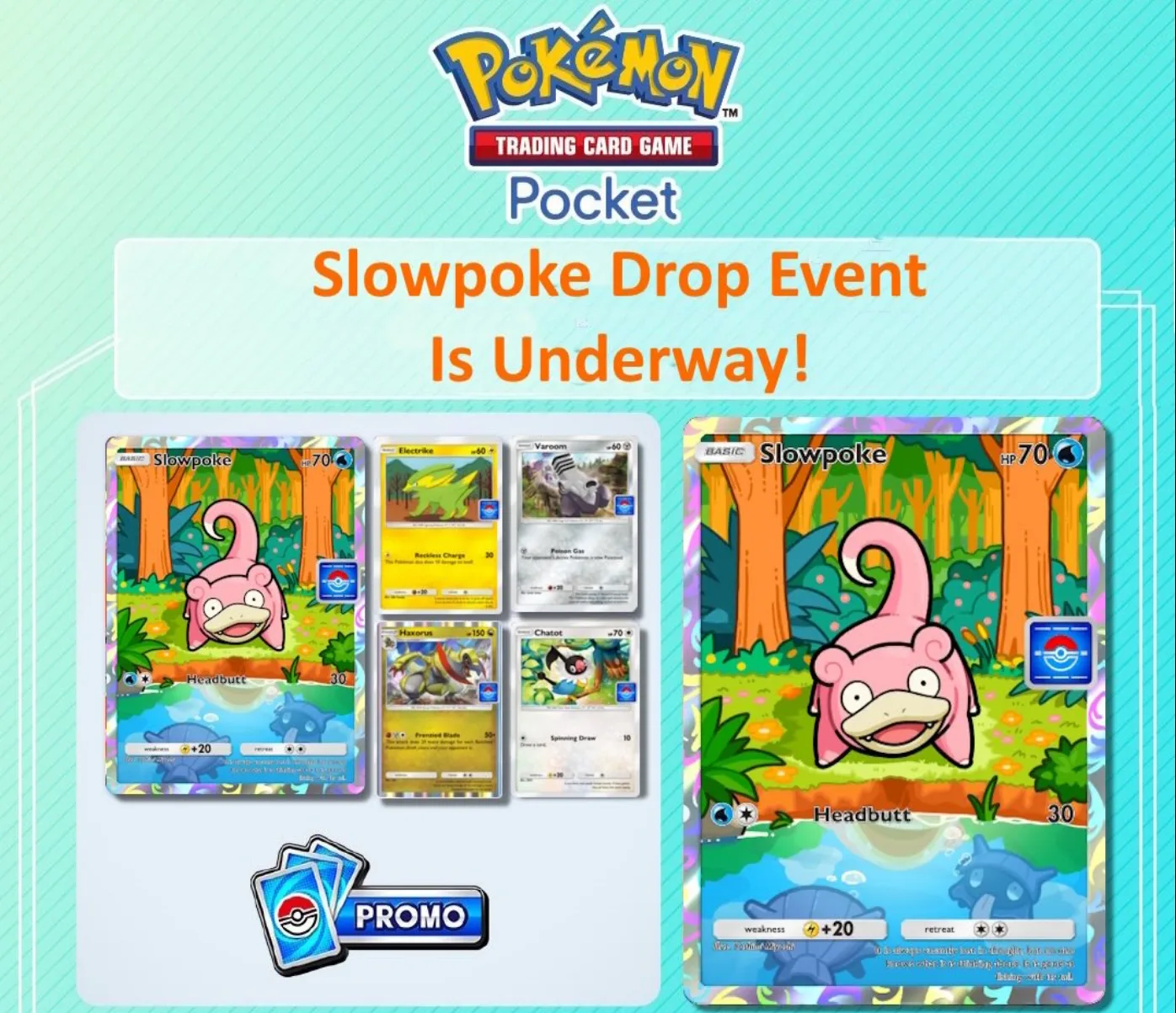 Slowpoke Drop Event TCG Pocket-Pokémon TCG Pocket evento Slowpoke