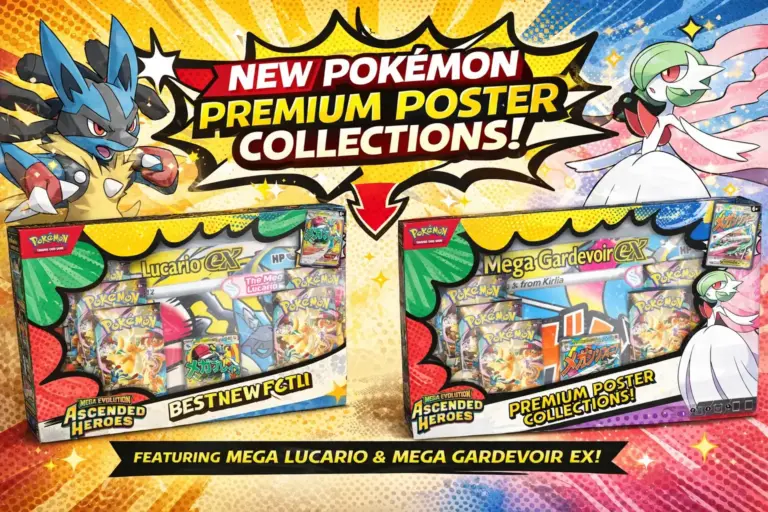 Pokémon TCG Premium Poster Collections Mega Lucario ex y Mega Gardevoir ex Ascended Heroes cajas