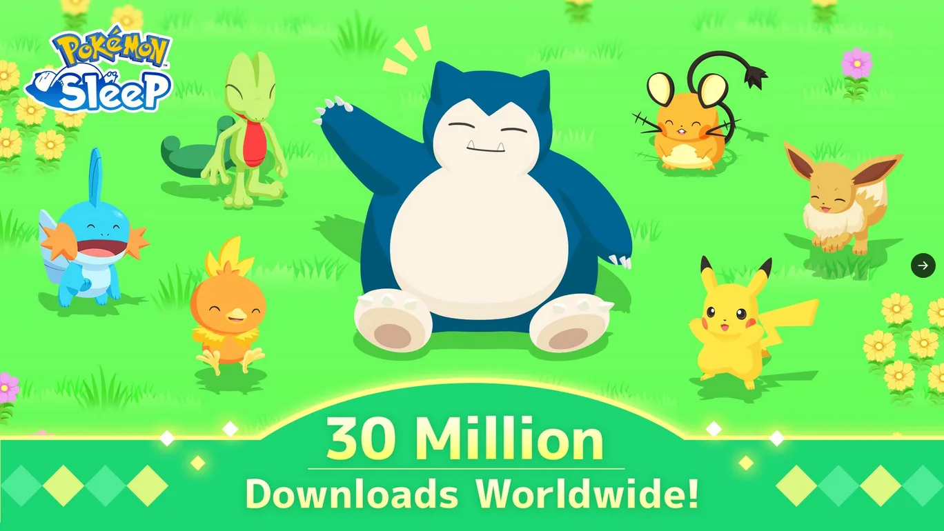 Pokemon Sleep regalos gratis —Pokémon Sleep Snorlax Pikachu Eevee Torchic Mudkip Treecko Dedenne 30 millones descargas
