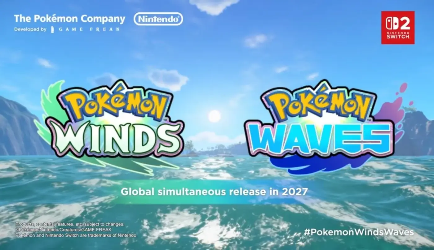 Pokémon Winds y Pokémon Waves anuncio oficial Nintendo Switch 2 lanzamiento global simultáneo 2027 Game Freak