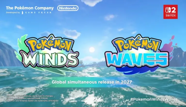 Pokémon Winds y Pokémon Waves anuncio oficial Nintendo Switch 2 lanzamiento global simultáneo 2027 Game Freak